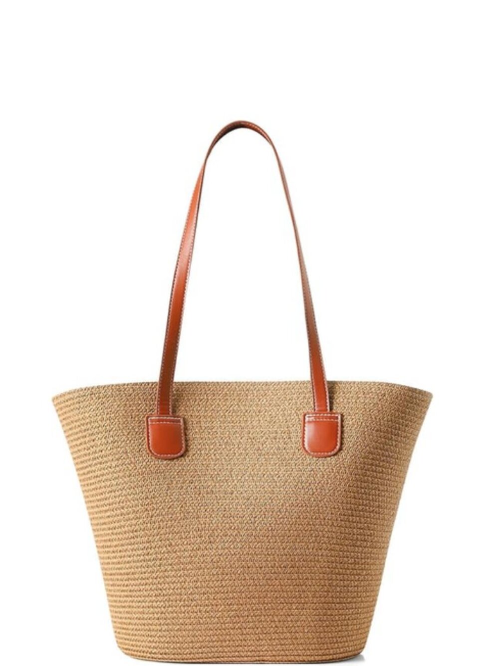 Tan Large Straw Woven Shoulder Bag Purse